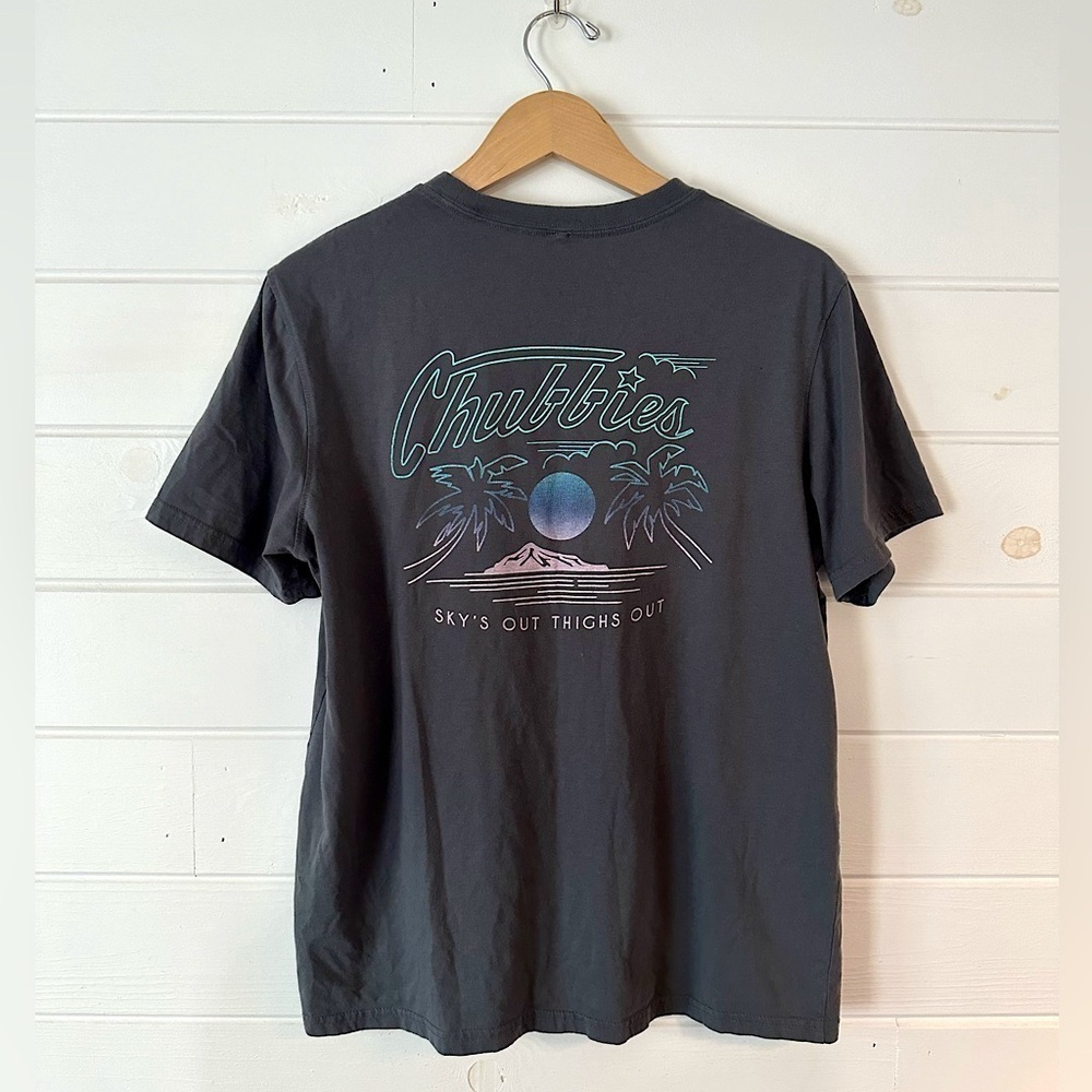 Chubbies Sky’s Out Thighs Out Cotton Blend Relaxed Beachy Tropical T-Shirt Sz L